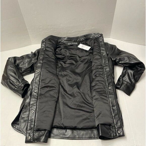 Guess Faux Leather Jacket Size S Black New With Tags - Picture 7 of 11